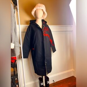 Premium Quality Black Coat with Red Embroidery - NWT